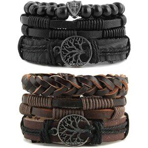 Genuine Leather Tree of life Bracelets Men Women, Tiger Eye Natural Stone